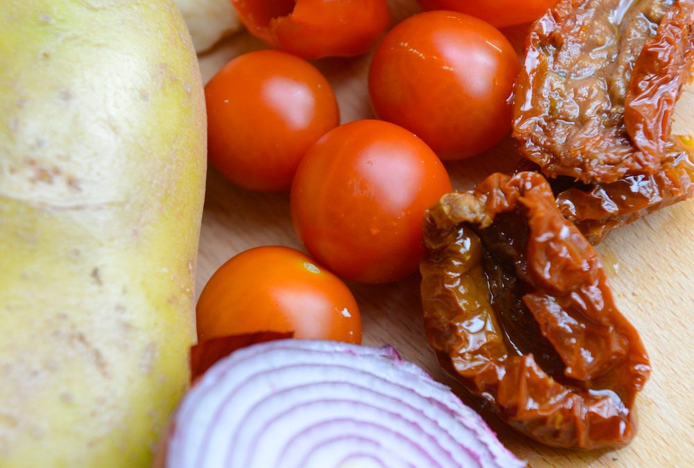 Filled Potato Shells and Salad