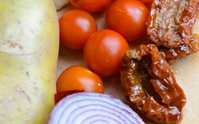 Filled Potato Shells and Salad