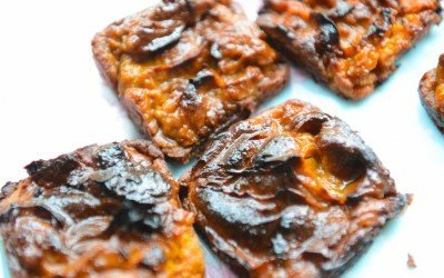 Sweet Potato Cakes with fruit compote and yogurt