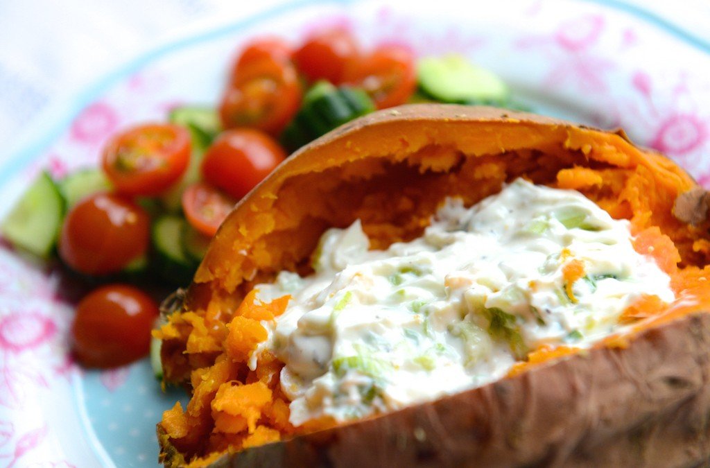 Baked Sweet Potato and Salad