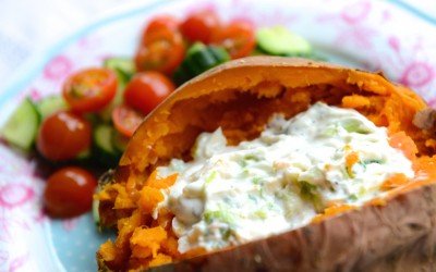 Baked Sweet Potato and Salad