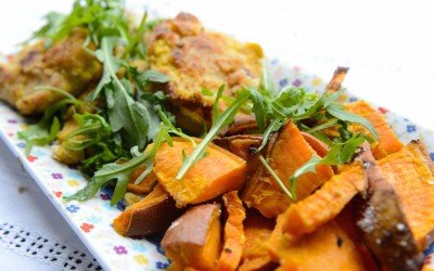 Veggie Burgers and Sweet Potato Chips