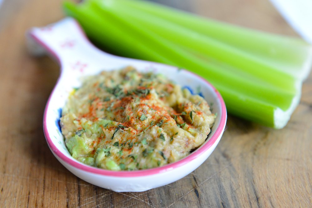 Easy Guacamole with Celery Sticks