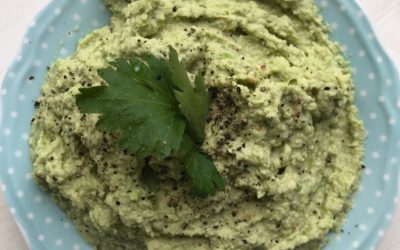 Edamame Hummus with carrots and celery