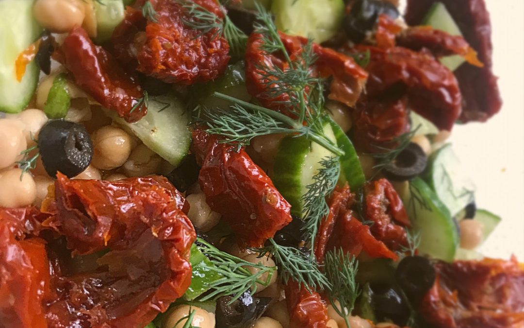 Lemony Olive, Sundried Tomato and Chickpea Salad